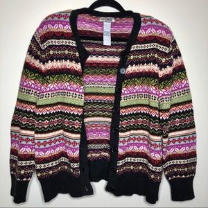 Tiara International Patterned Button Down Sweater